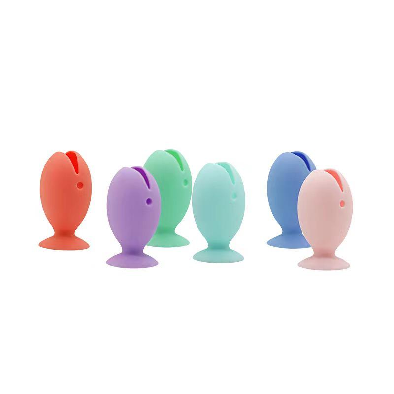 Silicone Fish Toothbrush Holder & Wall-Mount Suction Set