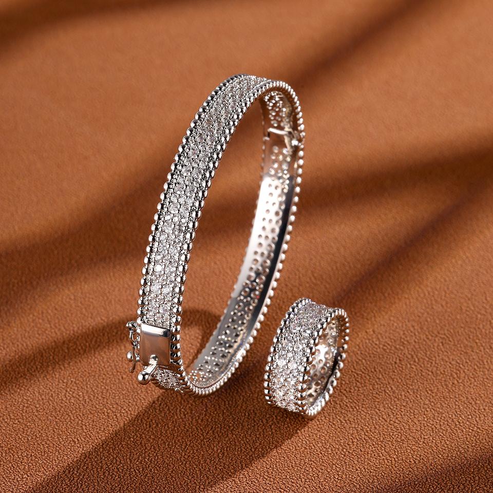 

ZAKOL Luxury Micro-inlaid Zirconia Bracelet Ring with Round Beaded Edges Buling Aesthetic Engagement Wedding Zircon 7