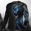 Cool Animal The Leopard 3d Print Men's O-Neck Long Sleeve T-shirt