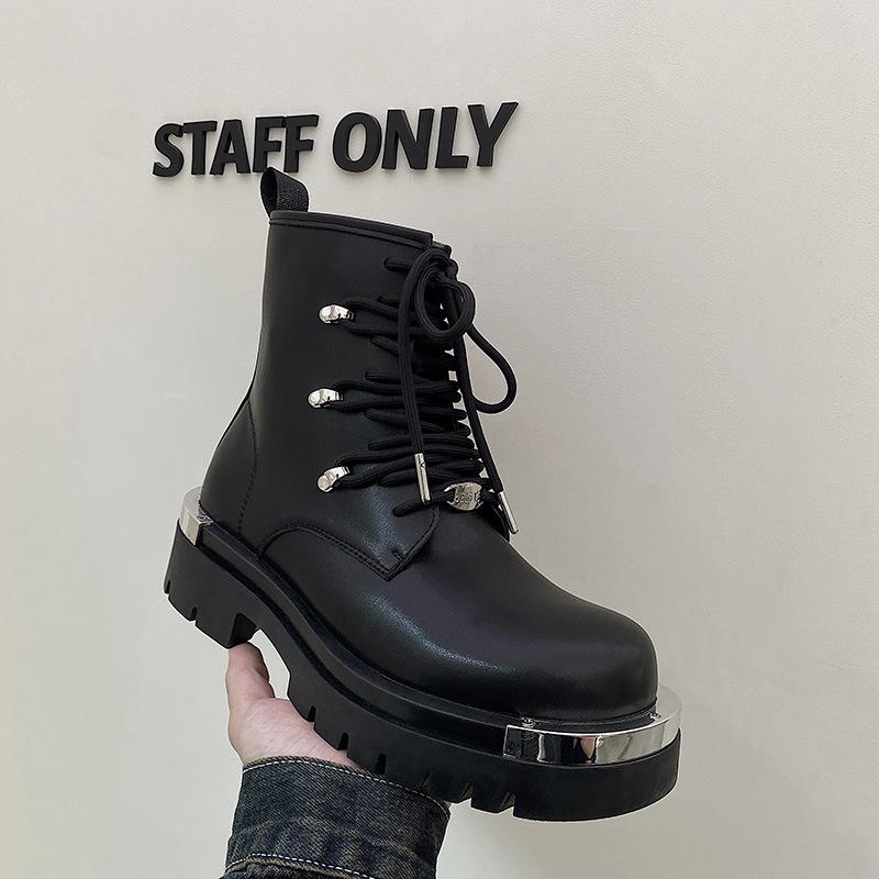 Fashion men luxury fashion high motorcycle boots black stylish platform shoes party nightclub cowboy original leather boot chunky botas