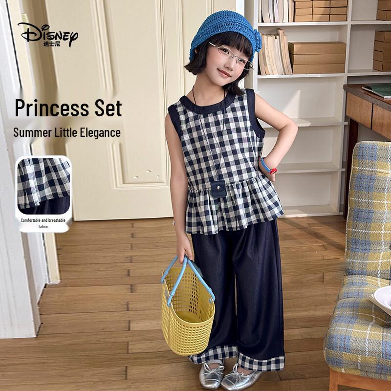 Disney Girls  Academy Style Denim Vest & Wide-Leg Pants Set 150