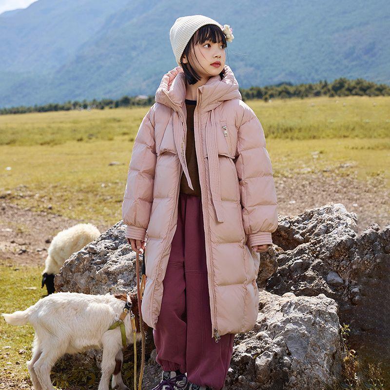 Kinder Modische Mittellange Daunenjacke, Winter Mädchen Lässiger Verdickter Mantel