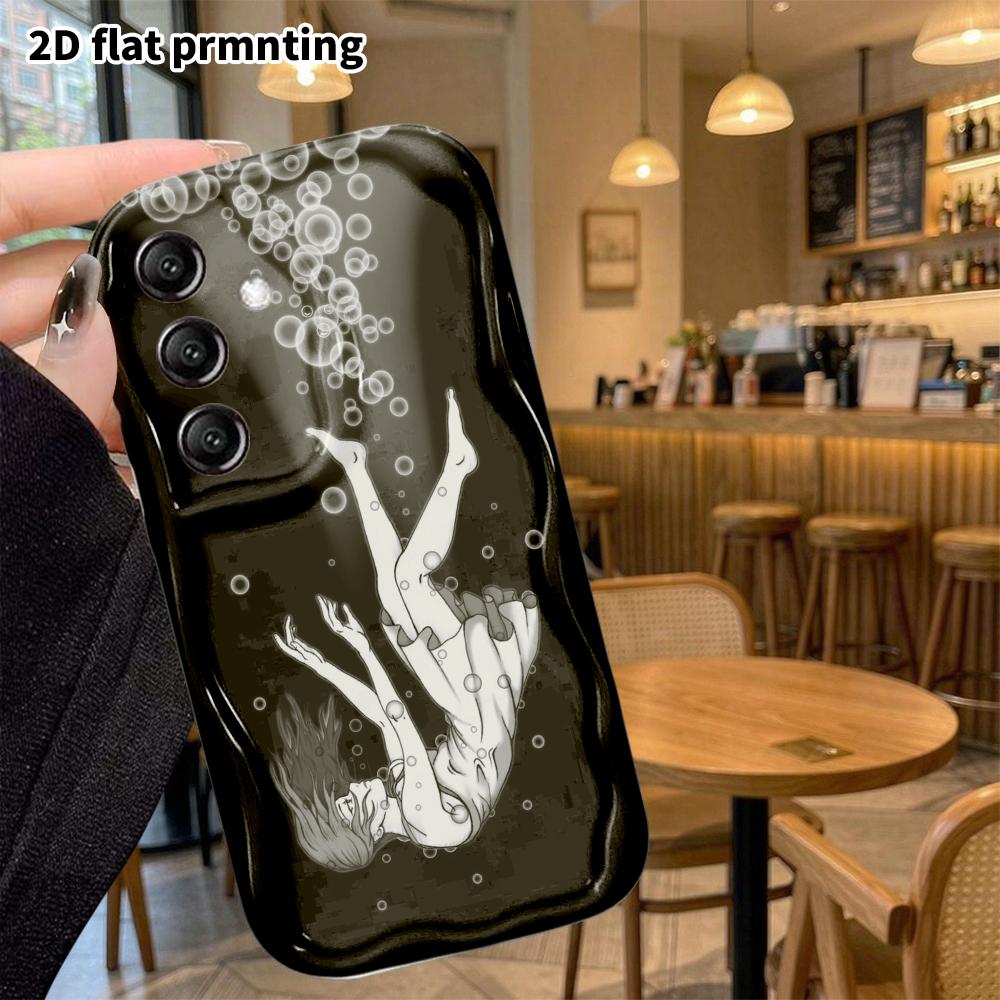 Phone Case: 2D Flat, Fits Samsung Galaxy A34 A35 M05 M06 S20 S22 S21 FE Plus 5G. Cute Girl Floating Underwater, Perfect Christmas and Halloween Holida