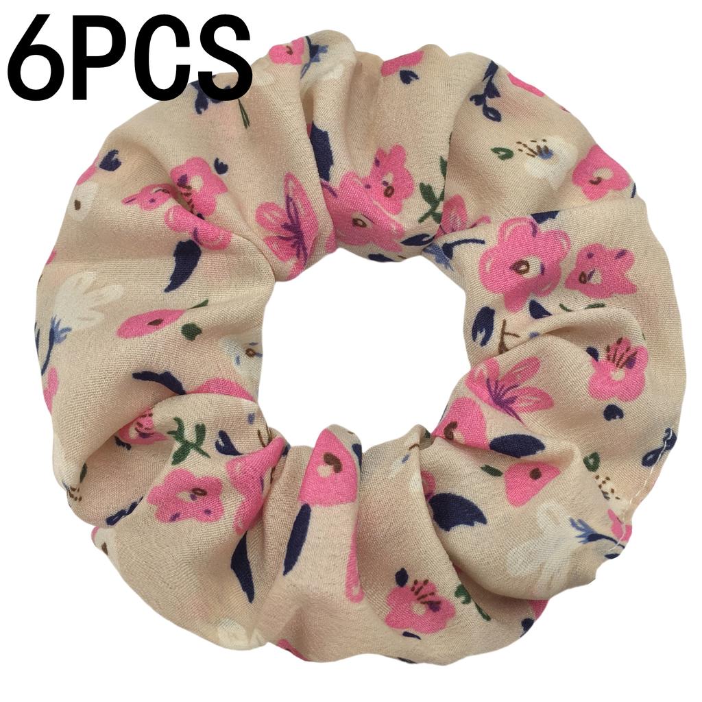 6pcs/lot Hair Scrunchies Bands Scrunchy Ties Ropes Ponytail Holder for Women Accessories Fabric Headwear Ditsy Floral Sweet Cute