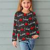 Fashion Children Casual Long Sleeved Letter Heart Pattern 3D Print Tops Funny Style Comfortable Round Neck Pullover Clothing