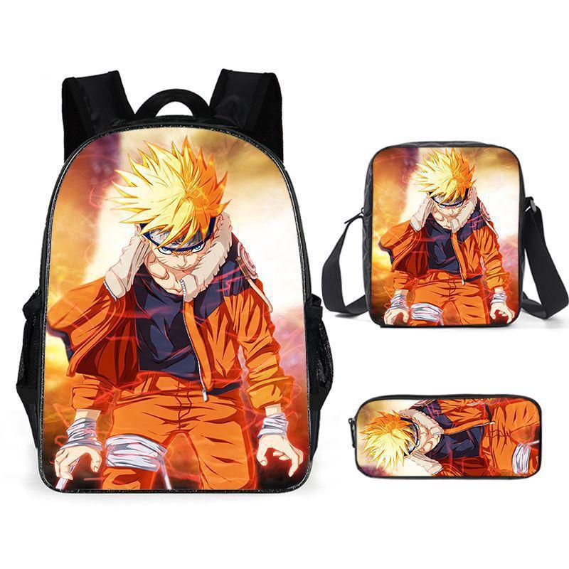 New Naruto backpack trendy backpack European and American retro peripheral cartoon schoolbag