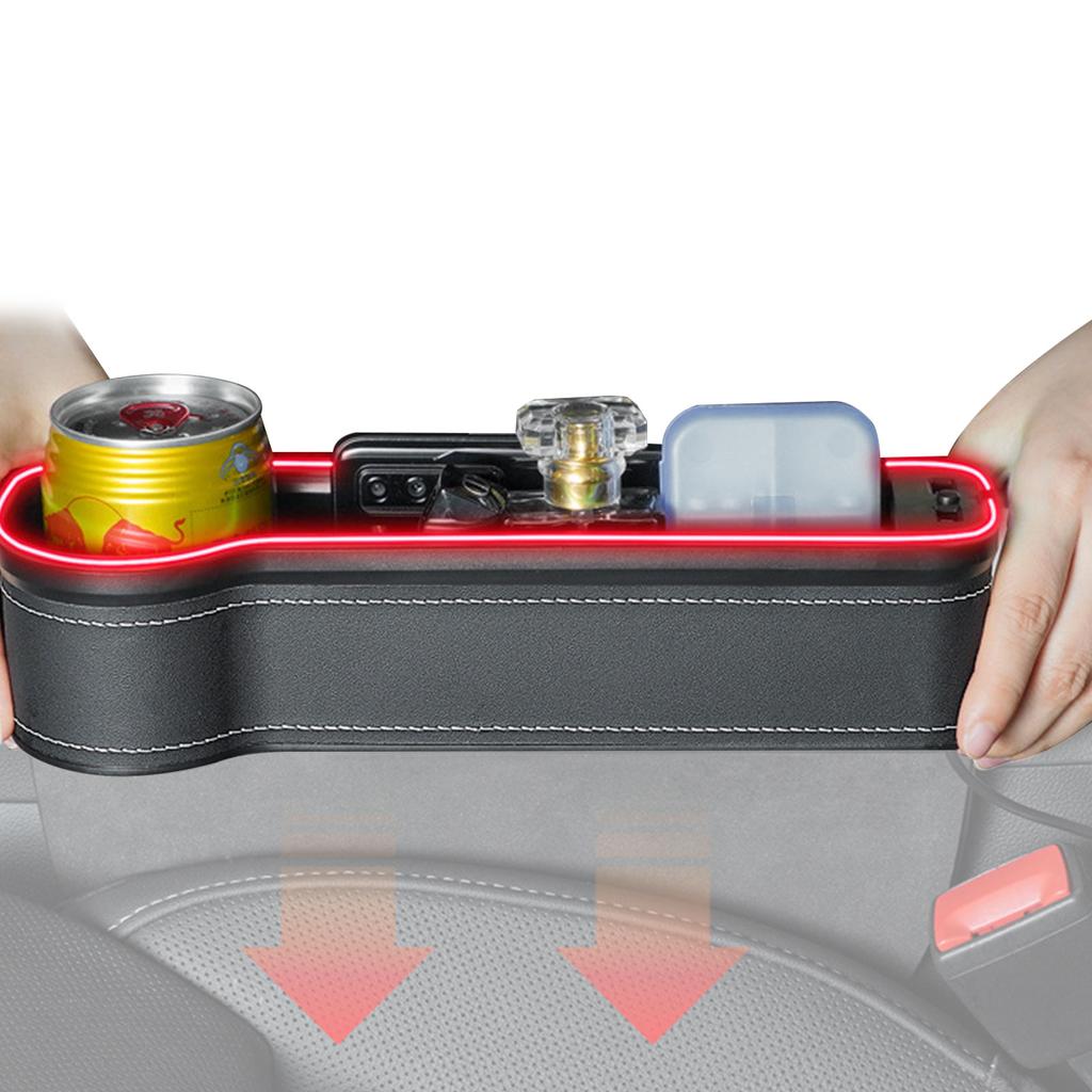 Car Seat Organizer Front Seat Auto Console Side Car Organizer With Partition Design Double USB Ports Microfiber Leather Car Gap