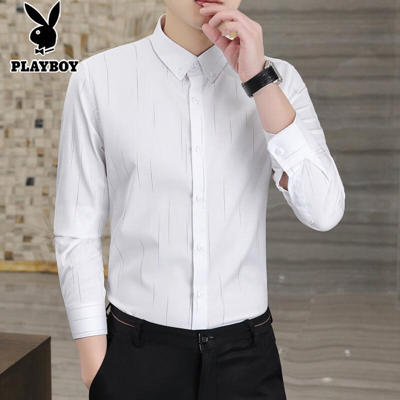 Playboy Men s Slim Fit Casual Long-Sleeve Shirt 5XL