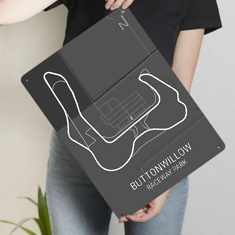 

Buttonwillow Raceway Park Track Layout Metal Wall Art Decor for Racing Enthusiasts 20x30cm（7.8x11.8inch）