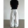 Blaexit Retro Light American-Style Work Pants Cleanfit White Scimitar Pants Men's Casual Loose Wide-Leg Pants