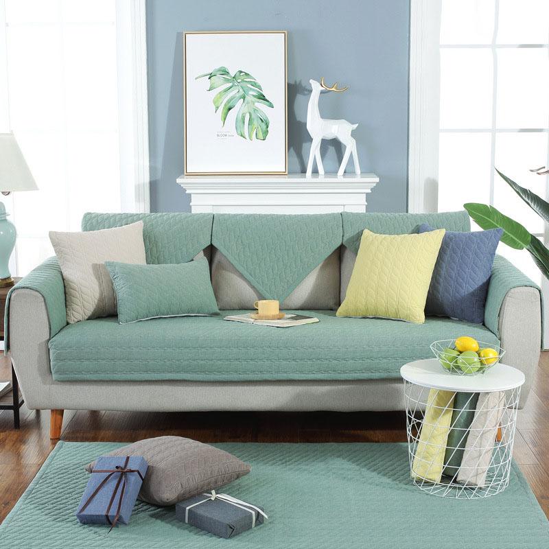 Scandinavian Style Solid Colour Striped Cotton Sofa Cushion All-season Universal Non-slip Window Cushion Sofa Cover Sitting Cushion Sofa Towel