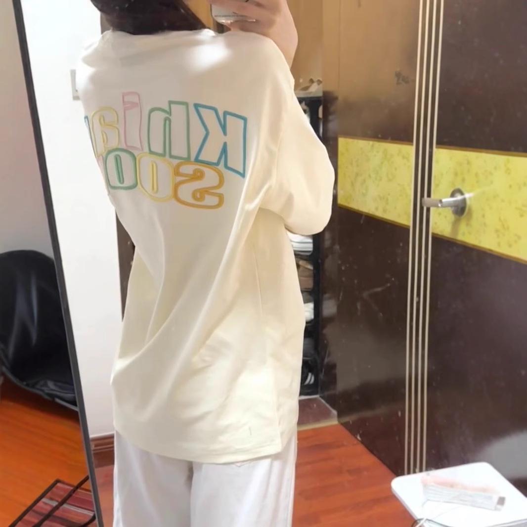 

Women s Retro Sweet Embroidered Letter Cotton T-Shirt – 2025 Summer Fashion Trend Large абрикосовий