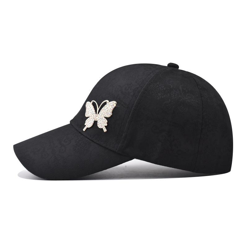 Strass Schmetterling Baseball Cap Damen Frühling Sommer Vielseitiger Sonnenschutz Hut Spitzenmuster Baseball Cap