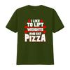 Funny Gym Workout Lift Weights Eat Pizza Slogan Print Casual T Shirt vintage Washed fashion Comfortable Versatile