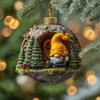 2D Gnome Christmas Tree Ornament Acrylic Gnome Hanging Ornament Cute Car Rearview Mirror Charm for Home Party Decor