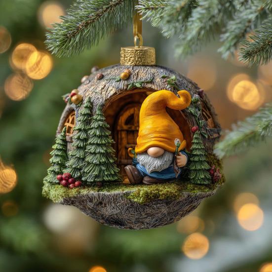 2D Gnome Christmas Tree Ornament Acrylic Gnome Hanging Ornament Cute Car Rearview Mirror Charm for Home Party Decor