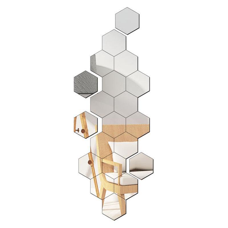 DIY Hexagonal Acrylic 3D Wall Mirror Sticker for Living Room & Staircase Décor