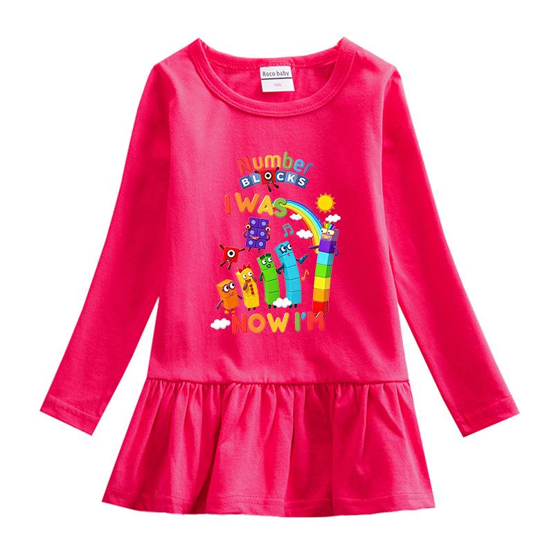 Korean Style Baby Girl Cartoon Ruffled Long Sleeve Mesh Dress - Spring/Autumn Elegant Princess Skirt