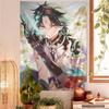 Genshin Impact Xiao Cartoon Tapestry Bohemian Wall Tapestries Mandala Wall Hanging Sheets