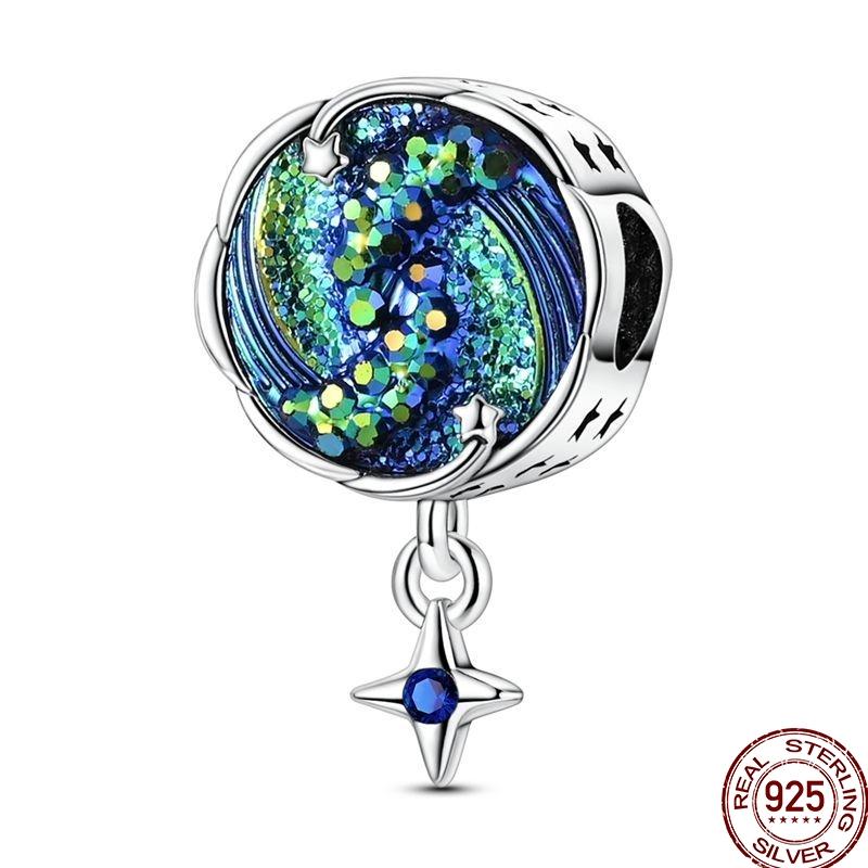 100% Copper Blue Shiny Zirconia Dark Cloud Butterfly Jewelry Beaded Pendant Fit 3Mm Bracelet Diy Jewelry Gift