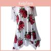 Damenmode Oversize Spitzen-Patchwork-Bluse mit elegantem Blumendruck Kurzararm