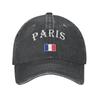 Paris France Flag Design Denim Washed Baseball Cap For Unisex  Fashion Womens Snapback Caps Rock Sunscreen Hats