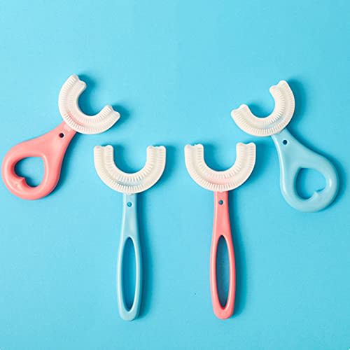 Two U-Shaped Manual Toddler Toothbrushes for Ages 2-12, with Soft Silica Gel Brush Heads for Teeth Protection and Oral Cleaning, Suitable for Kids (Ty