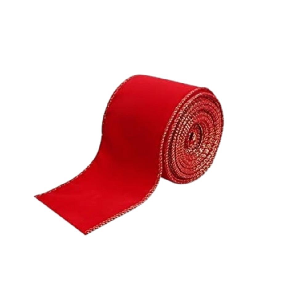 6cm Breites Weihnachtsbaumband Rotes Beflocktes Geschenkband Beflocktes Band Feiertagsdekorationen