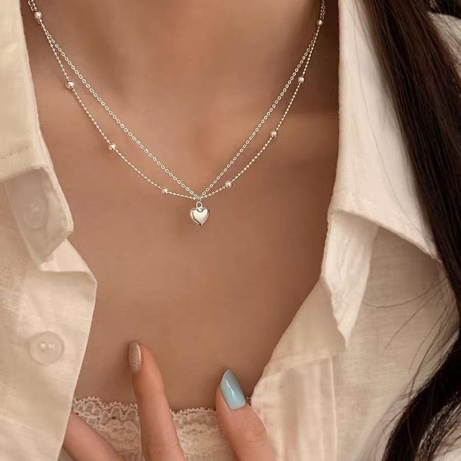 925 Sterling Silver Double Heart Necklace - Women's Luxury Choker for 2025