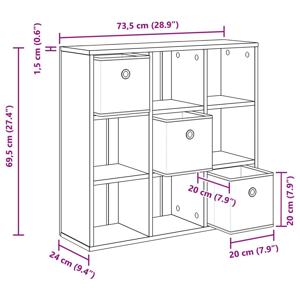 Concrete Grey Sideboard with Drawers 73.5 x 24 x 69.5 cm