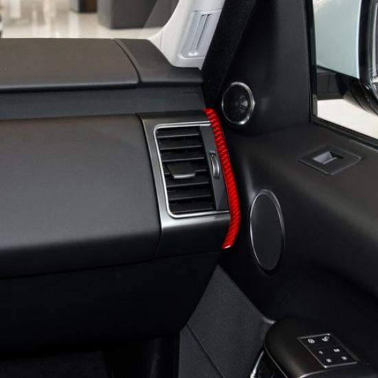 2Pcs Red Carbon Fiber  Side Air Vent Cover Trim Strip For Land Rover Range Rover