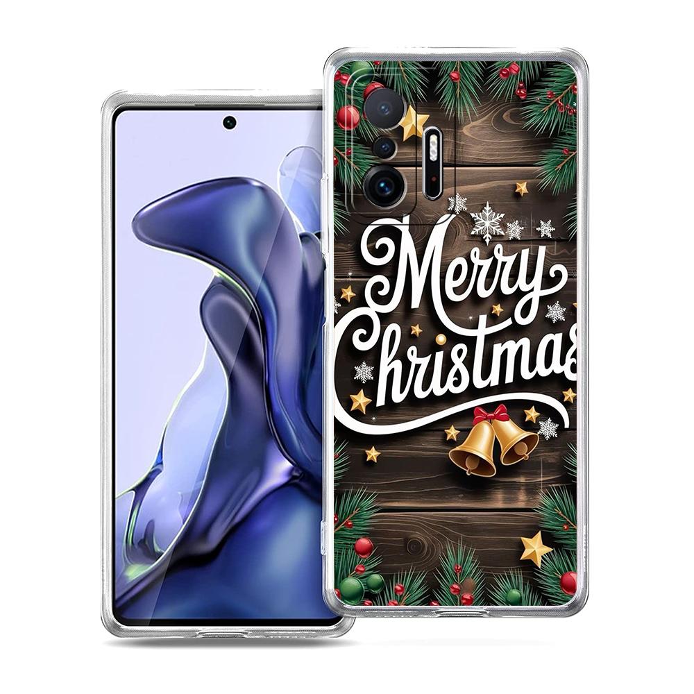 Transparente Handyhülle für Xiaomi Mi 14 13 12 11 Ultra 13T 12T 11T Poco X3 NFC F3 F6 Pro Lite 5G Weiche TPU-Schale Frohe Weihnachten