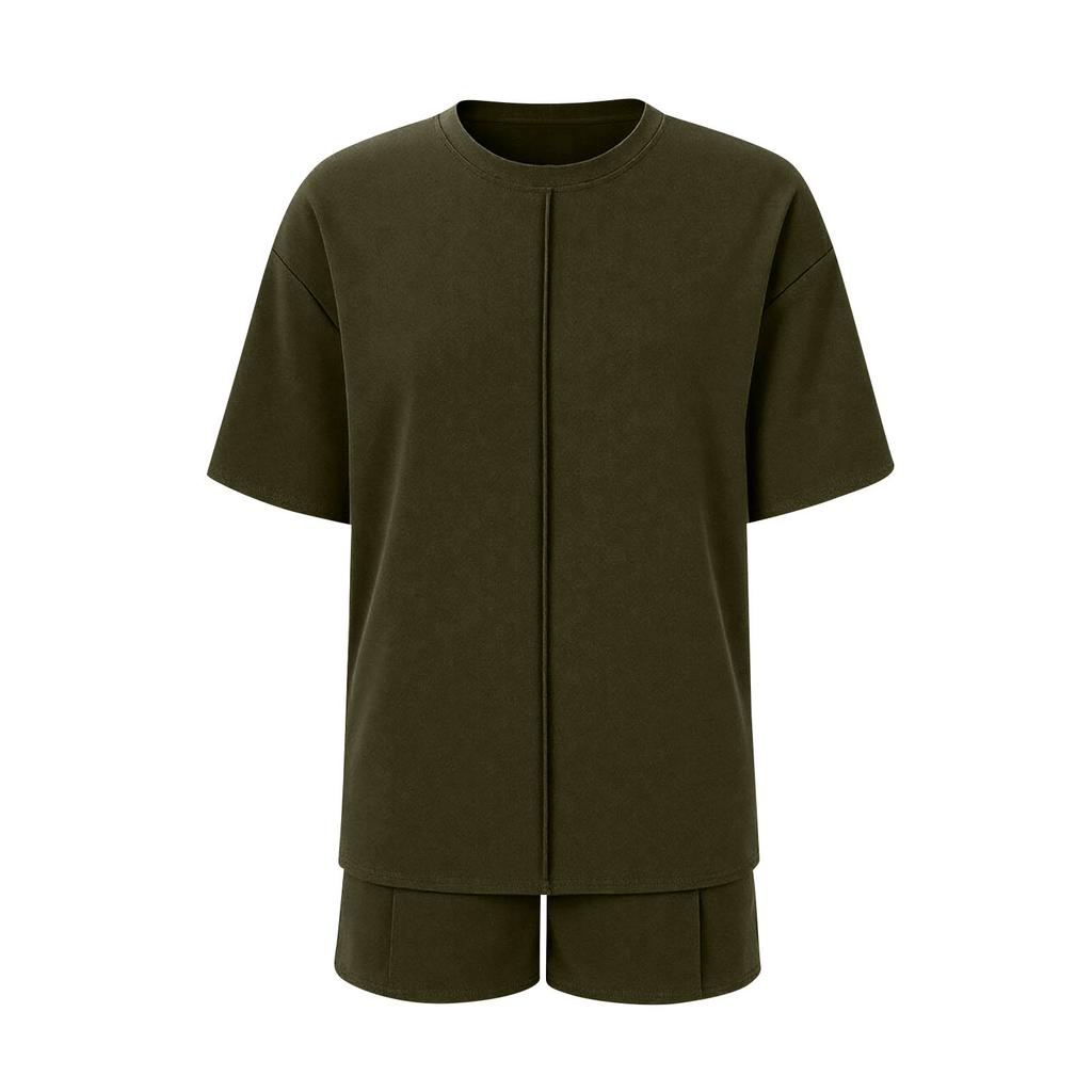Women’s Short Sleeve Crew Neck Loose Fit Top and Shorts Set Comfortable Two Piece Loungewear Casual Outfits for Daily Wear