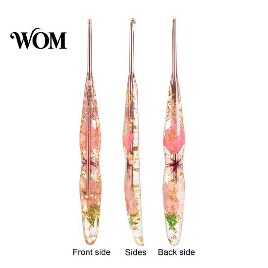 Comfortable Grip Crochet Hook Resin for Beginners, Crocheting Lovers, 2.0mm-8.0mm Ergonomic Artistic with Long Floral Handle Blankets, Dolls, Shawls,