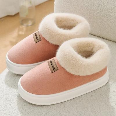 Fashion Furry Women Ankle Boots Non-Slip Thicken Plush Slip-On Soft Sole Warm Cotton Shoes for Couples Platform Snow Boot 2024