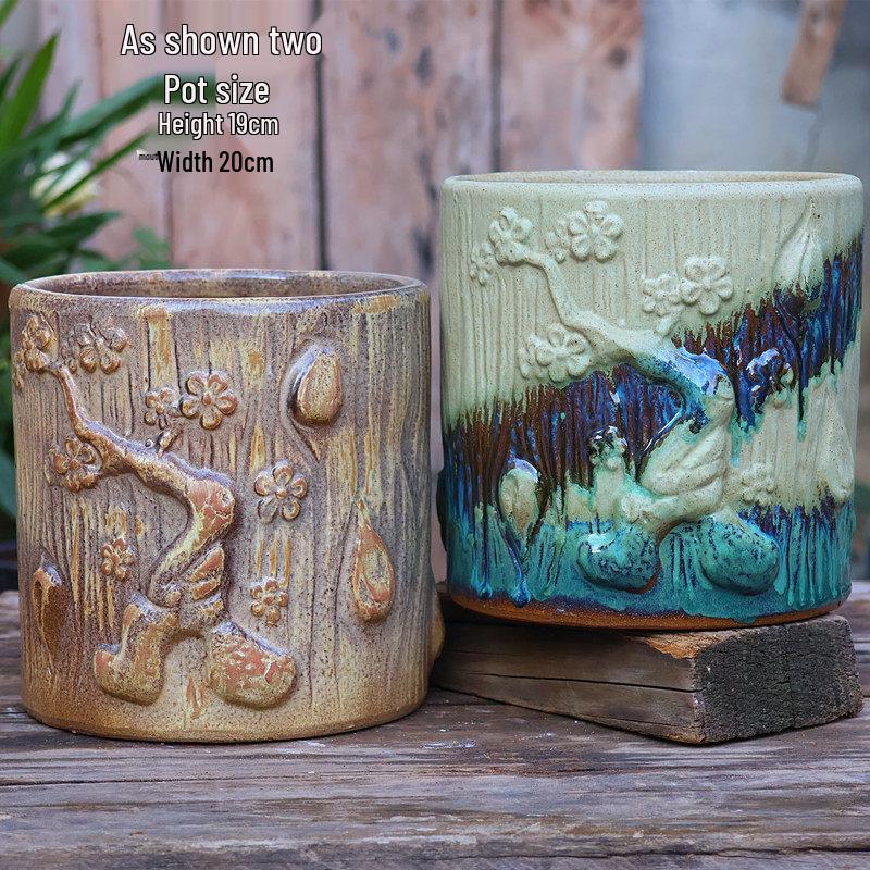 Large Retro Square Ceramic Succulent and Orchid Pot