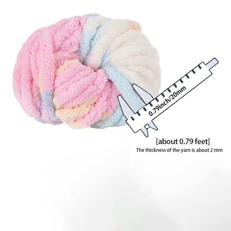 Thick Chenille Yarn for Blankets, Super Soft and Fluffy Giant Chenille-Style Polyester Yarn for Home Decor Projects