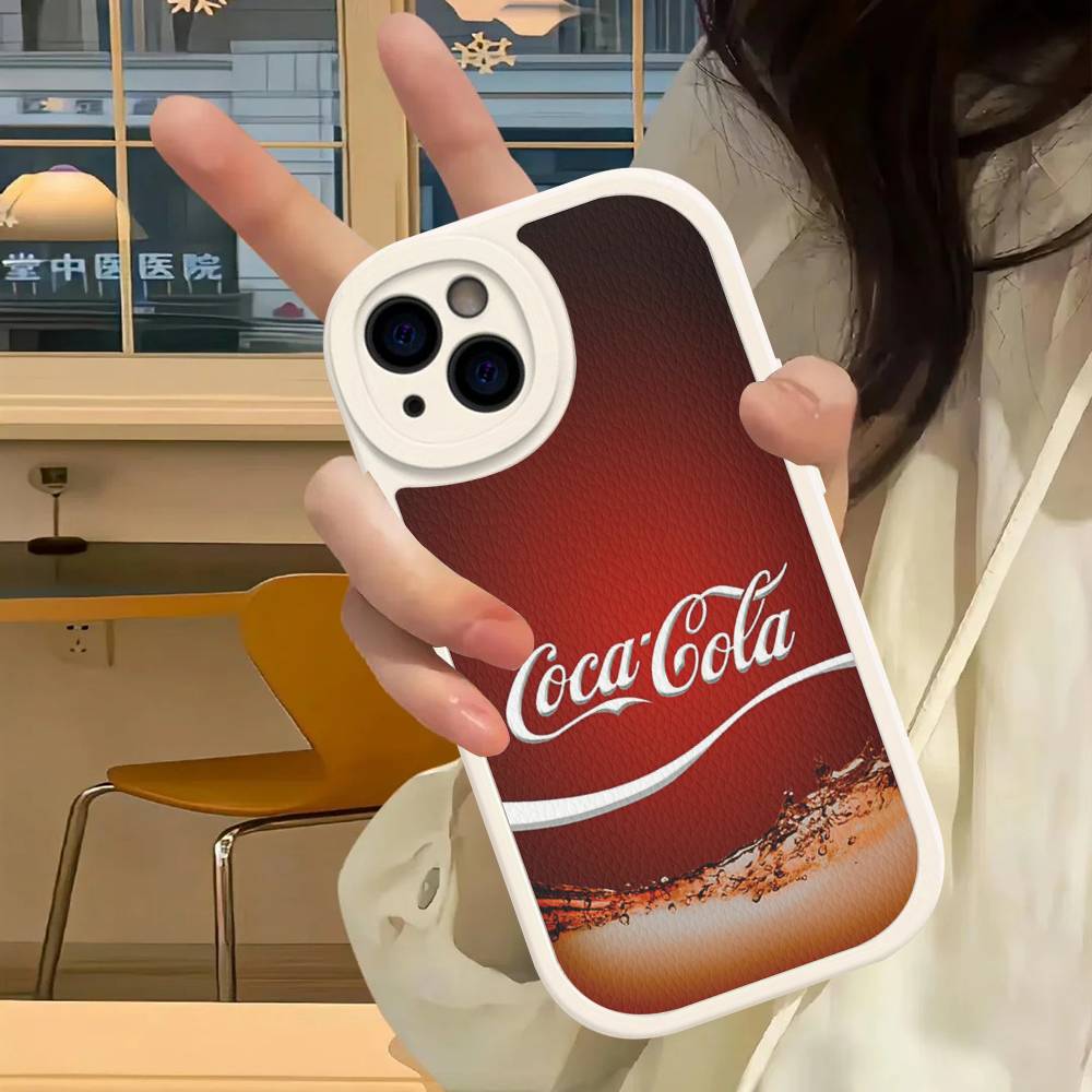 Hot C-Coca Drinks C-Cola Phone Case For Iphone 16 15 14 13 12 11 Pro Max Plus Leather Soft Back Cover