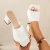 Mules à talons hauts carrés pour femmes, chaussures à bout ouvert, tendance 2025, sandales, tongs d'été, nouveau pour la fête