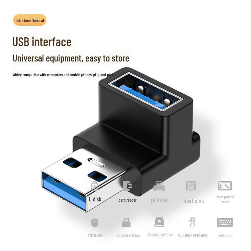 USB Typ-C 3.2 Gen 2 Stecker auf Buchse 90-Grad-Adapter, 10 Gbit/s High-Speed U-Typ Konverter