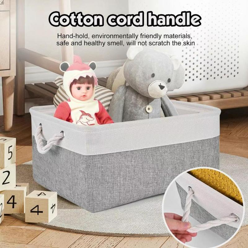 Foldable Storage Cube Organizer Box with Rope Handle Fabric Foldable Storage Basket for Shelves And Closets - Home Organization