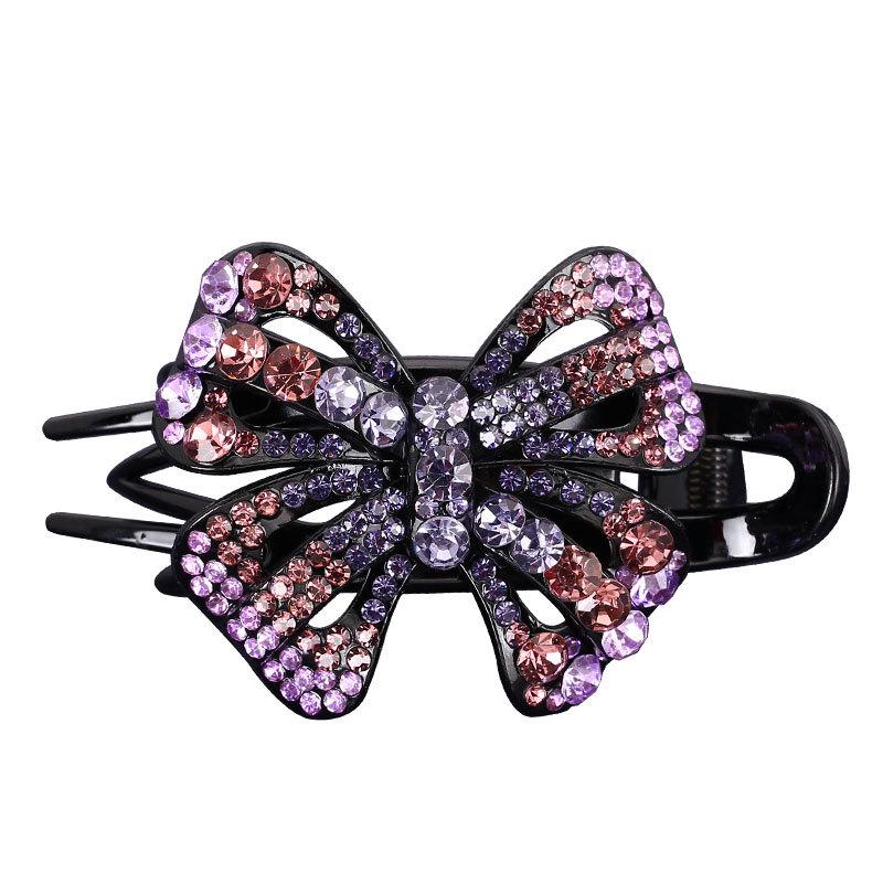 Korean Rhinestone Butterfly Hairpin – Elegant Retro Duckbill Clip for Women