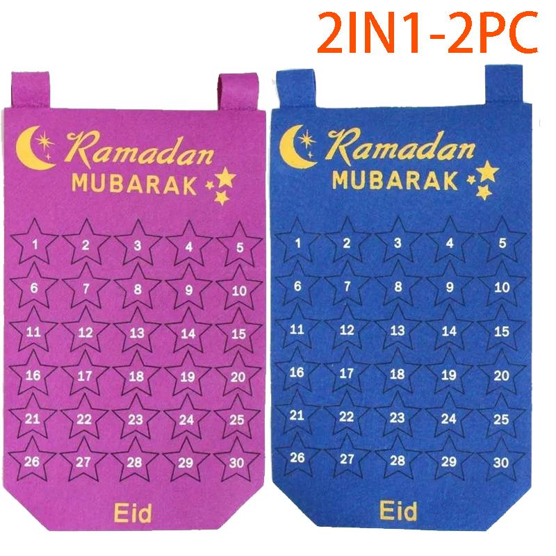2026 Ramadan Countdown Calendar Felt Board Eid Mubarak Decor Muslim Party Decoration Craft Eid Al Adha Ornament Gift