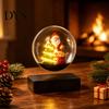 Floating Santa Ornament for Tabletop Magnetic Levitation Claus Ornament, Lighted Christmas Tree with Rotating Sleigh Base And Warm LED Lights Holiday
