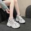 11CM High Heels Autumn Chunky Sneakers for Women Platform Sports Mesh Shoes Spring Woman Lace-up Thick Bottom Dad Shoes Ladies
