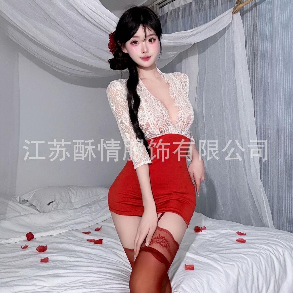 Sexy lingerie sexy lace hip skirt uniform temptation perspective nightclub secretary outfit passion