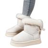 Winter new velvet thickened large size snow boots thick bottom fluffy mouth bow warm short boots women