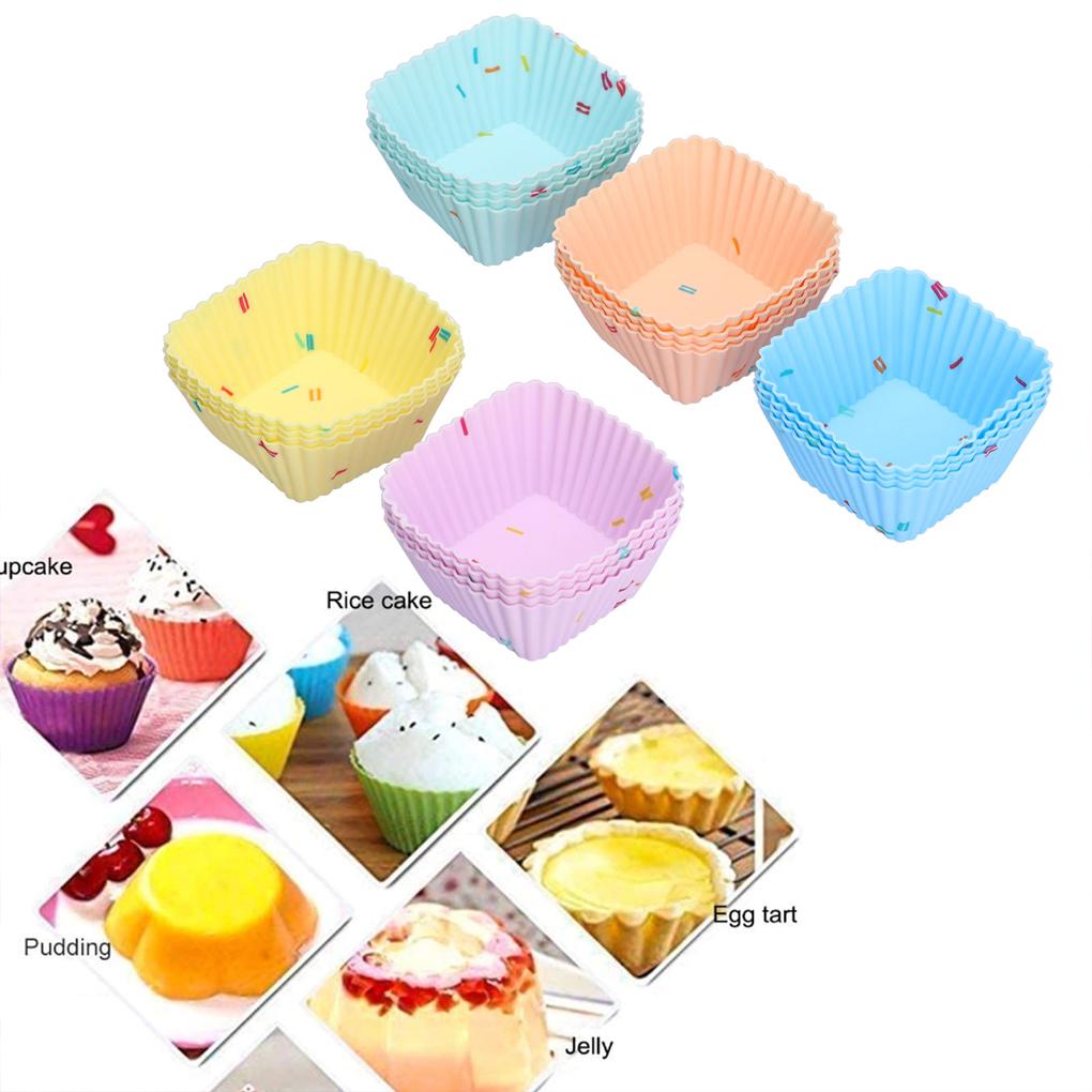 20 Stück Bäckerei Tragbar Wiederverwendbar Cupcake-Förmchen Antihaft Muffin Backförmchen Gebäck Silikonform DIY Basteln Backgeschirr