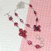 Pink Tourmaline Quartz Gemstone Jewelry Necklace Set 18-20''