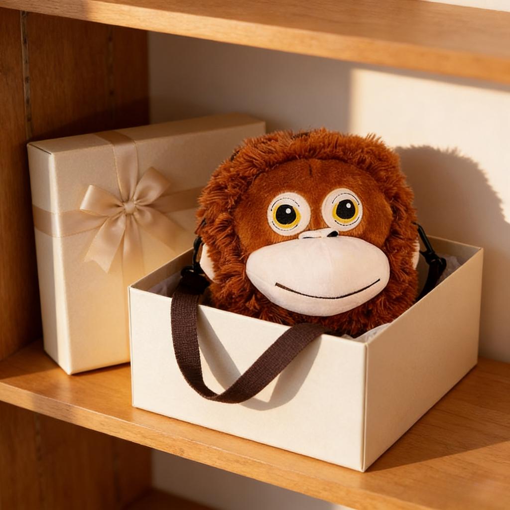 Gorilla Aesthetic Crossbody Bag Soft Monkey Shape Shoulder Purse Unique Animal Themed Pouch Fashionable Street Accessory